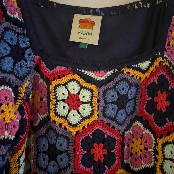 Anthropologie Farm Rio Crochet Floral Mini Dress - Picture 4 of 5